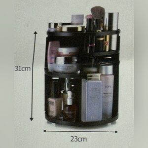 Make Up Cosmetic Organizer Black Storage Box 360 Degree Rotate 12 in X 9 in NIB